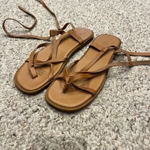 Zara Strappy Leather Sandals Womens Sz 6.5 Tan Casual Summer